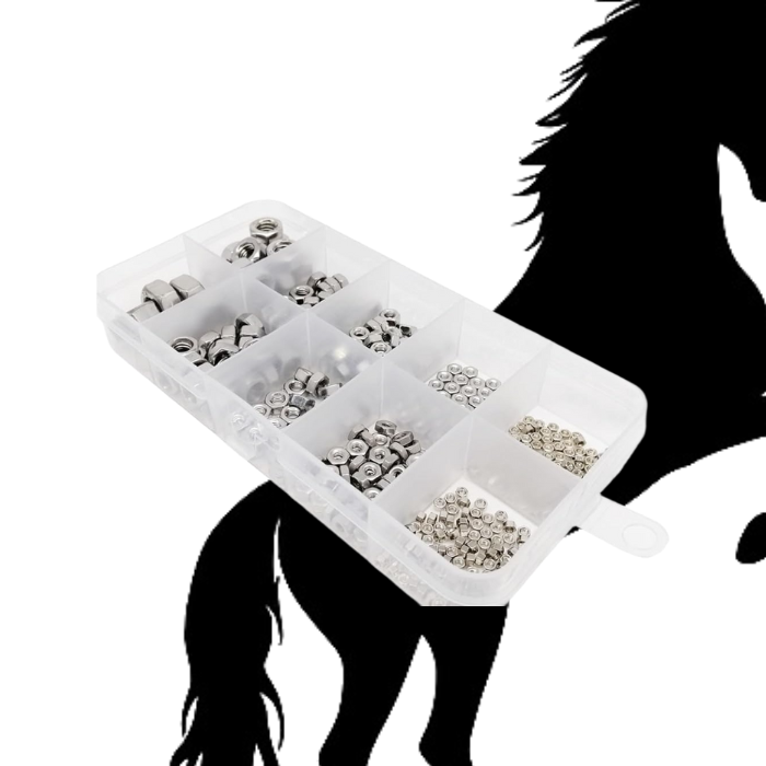 Kit d'Assortiment d'Ecrous Hexagonaux 300 pcs ( M1.4, M1.6, M2, M2.5, M3, M3.5 figuré, M5, M6, M8, DIN934 )